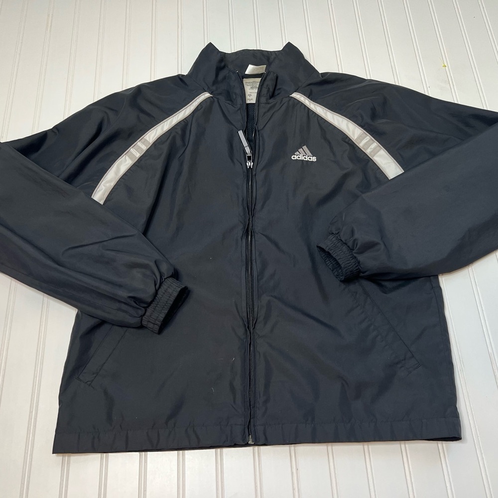 Adidas Women’s Nylon Track Jacket Vintage Full Zip Black- Small. 1111